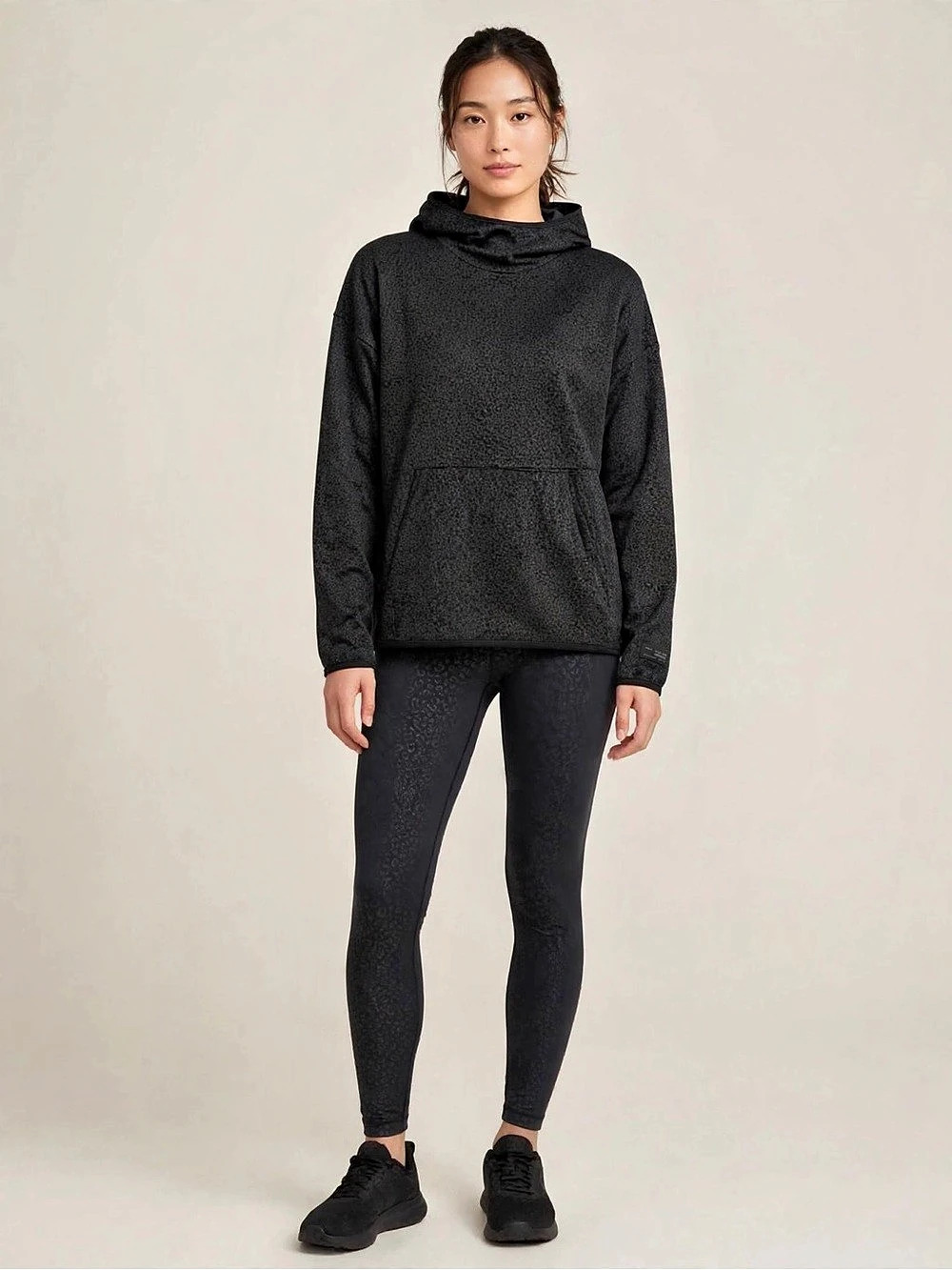 lululemon Scuba Hoodie medium Leopard Print legging Size 6 Black